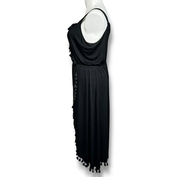 Spenser Jeremy Womens Midi Faux Wrap Sundress Tasseled Sleeveless Tulip Hem 2X - Picture 5 of 7